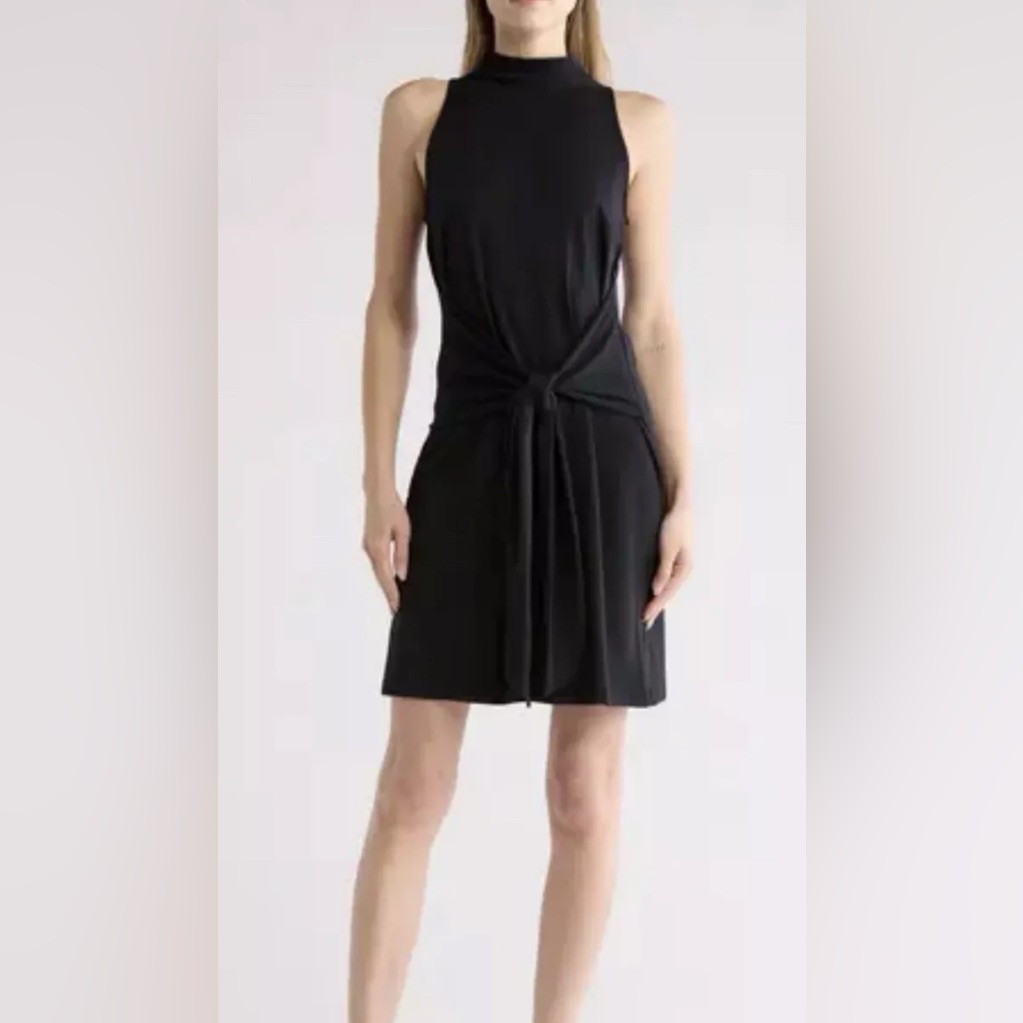 Vince Sleeveless Mock Neck Dress In Black Nwt Size S Retail: $225